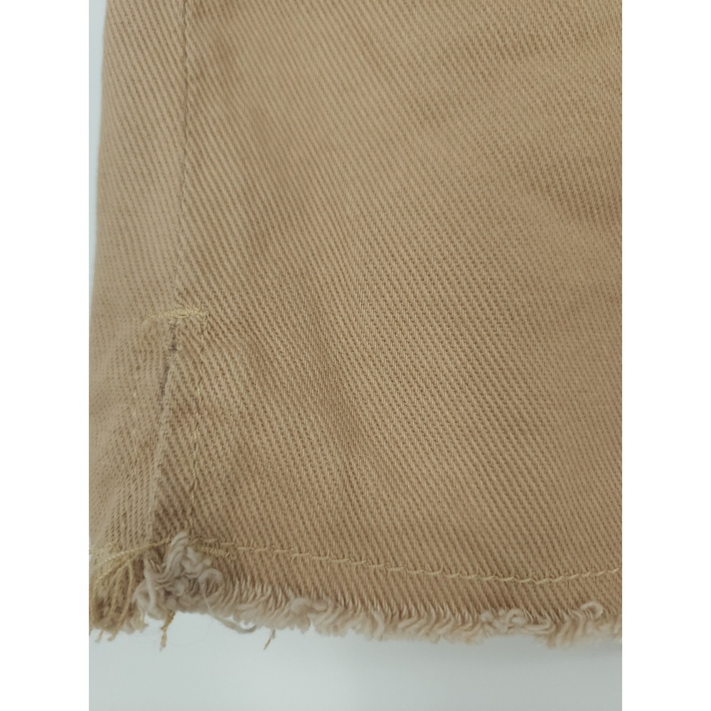 Dazy Denim Shorts Women Med Khaki Tan RawHem HighWaist Casual Coastal Safari NWT - Picture 2 of 8